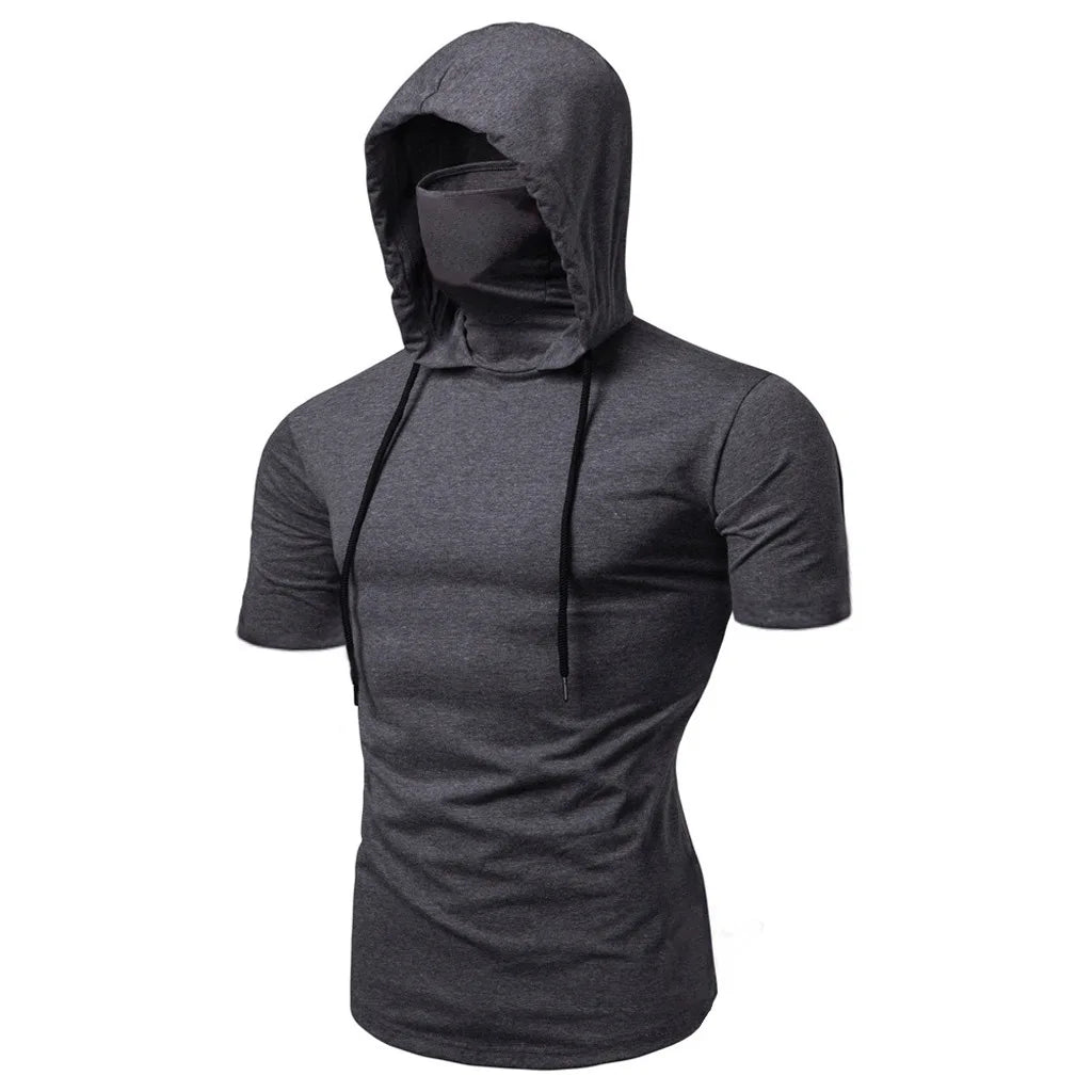 2024 New Men's Stretch Fitness Ninja Suit Men Hoodie Long Sleeve Face Mask Sports Cycling Wear Masked Hoodies Harajuku Clothing