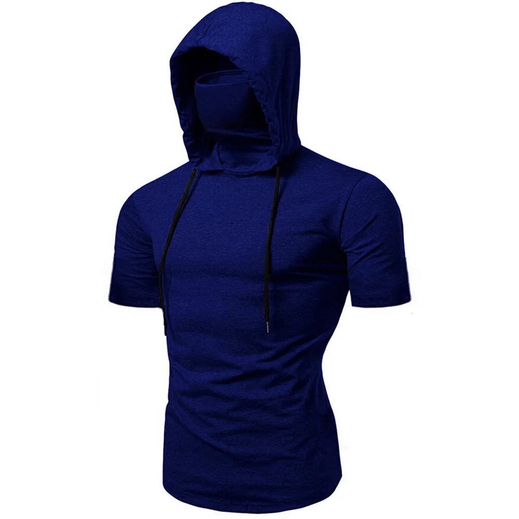 2024 New Men's Stretch Fitness Ninja Suit Men Hoodie Long Sleeve Face Mask Sports Cycling Wear Masked Hoodies Harajuku Clothing
