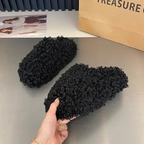 Luxury Plush Slippers for Women 2025 Cover Toe Fur Slides Casual Platform Flip Flops Pantofle New Shoes