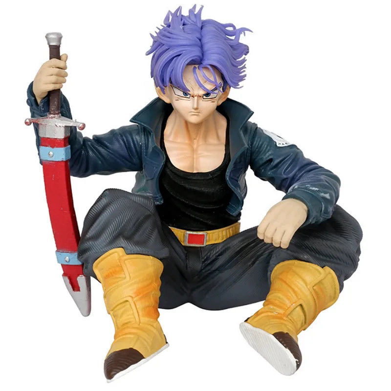 10cm Dragon Ball Trunks Action Figure Anime Super Saiyan Sitting Position Torankusu Figurine Doll Statue Ornaments PVC Model Toy