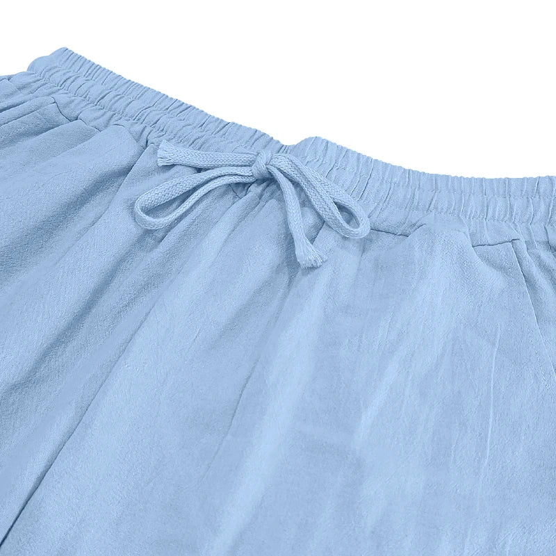 European and American autumn men's hip-hop breathable cotton linen loose casual pants outdoor hiking sports pants