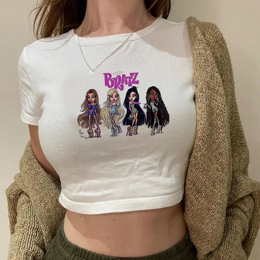Bratz vintage cyber y2k yk2 crop top girl Harajuku fairycore hippie yk2 t-shirts