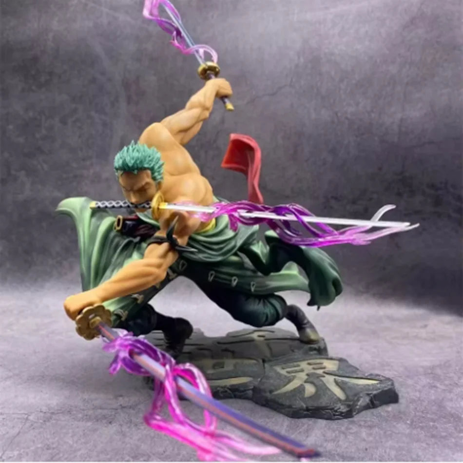 Hot One Piece 21cm Anime Figure GK Roronoa Zoro Three-blade Sa-maximum Manga Anime Statue Action Figure Collection Model Kid Toy