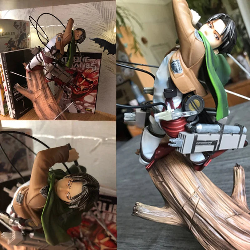 28cm Attack on Titans Levi Ackerman Action Anime Figura Kawai Eren Jaege Mikasa Ackerman The Armored Titan Figure Cute Doll Toys