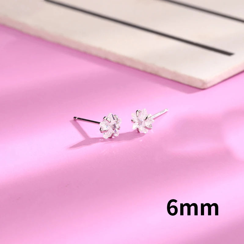 Real 925 Sterling Silver Geometric Zircon Star Stud Earrings for Women Fine Jewelry Light Luxury Allergy Minimalist Accessories