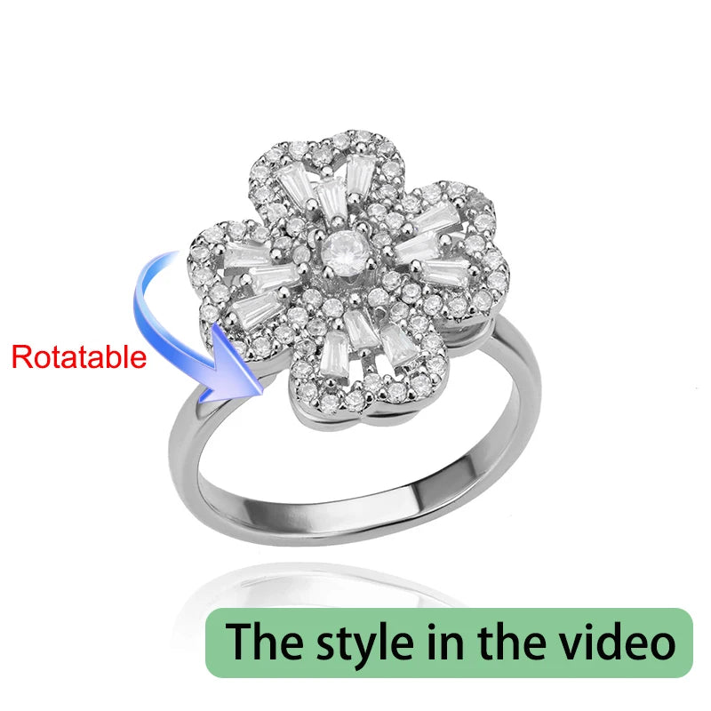 Four Clover Rotating Anxiety Rings for Women Gold Color Adjustable Stainless Steel Wedding Ring Aesthetic Jewelry Gift anillos