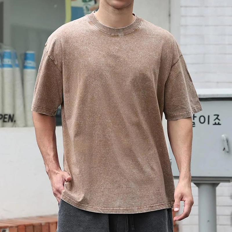 Berserk Print Vintage Acid Washed Cotton T-shirt for Men Women Casual Oversized Tshirt Tees Short Sleeve Tops Retro Streetwear