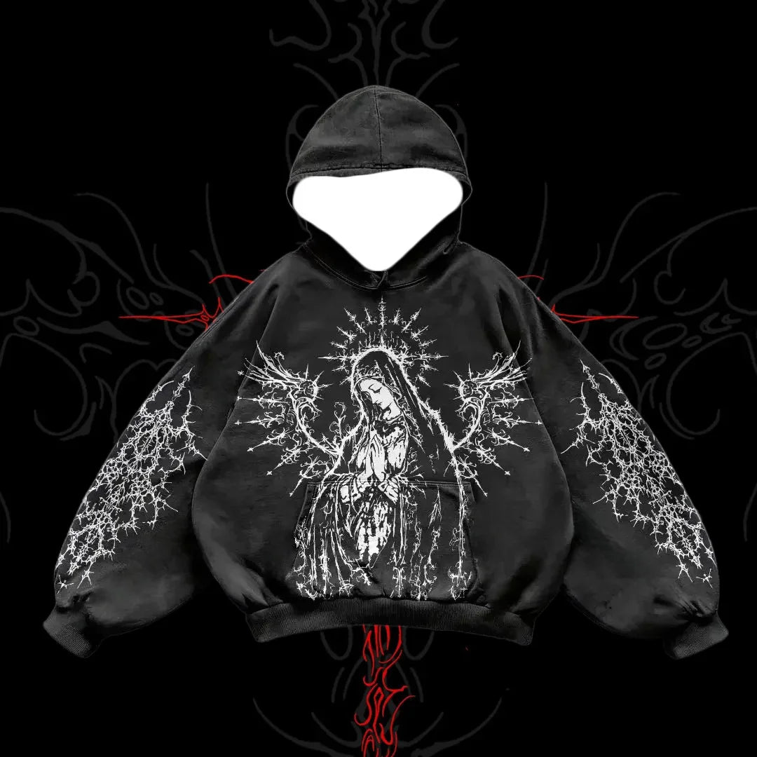2025/26 Latest Popular Hoodies Y2k Fallen Angel Street Trend 3D Autumn/Winter Adult Men's and Women's Large Pocket Hoodies