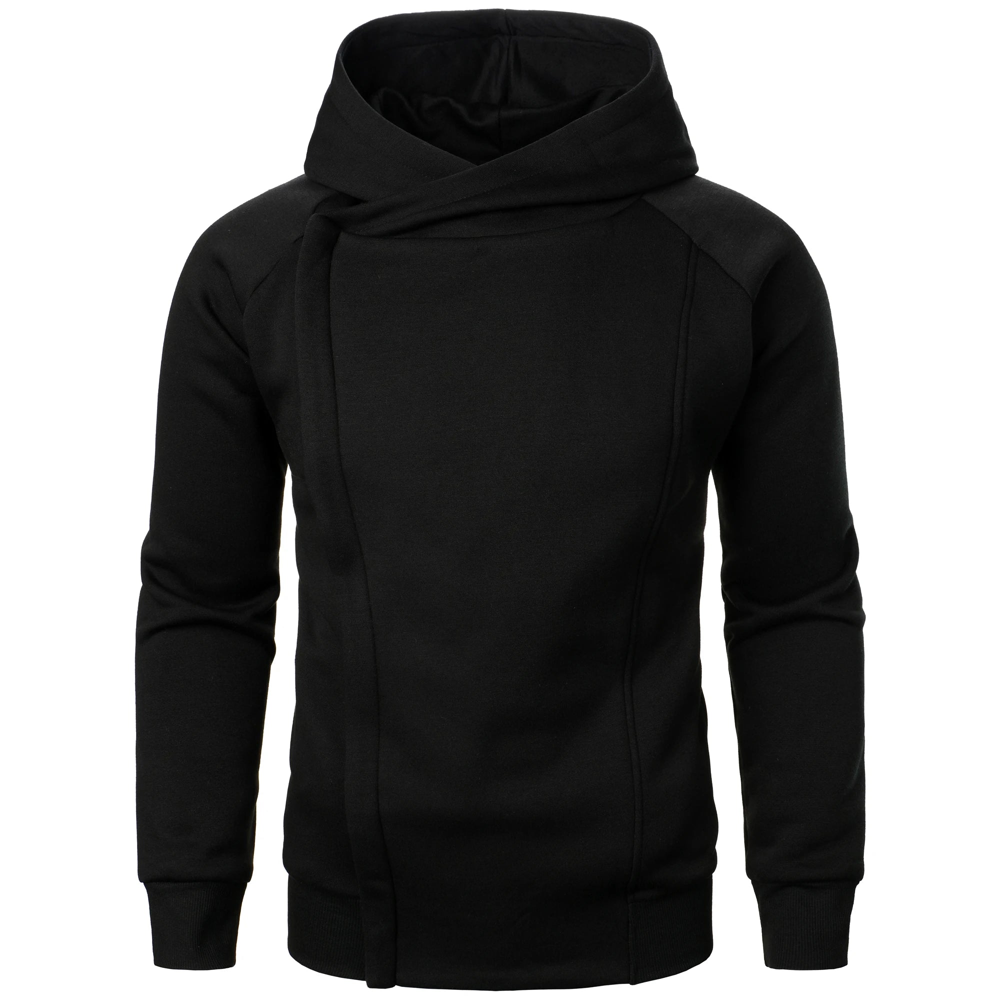Autumn winter men's solid color hooded top Long sleeve side zipper design hoodie
