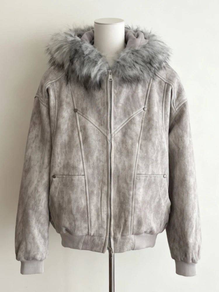 Subculture Harajuku Vintage Safari Coats with Hooded Women Zipper Sweatshirts Casual Streetwear Grunge Jacket Y2k Stand Neck