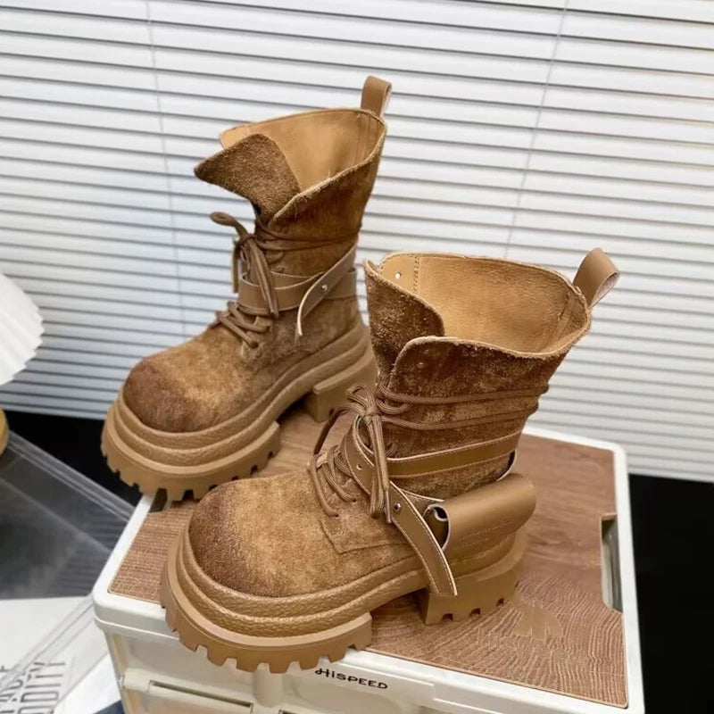 Flats Platform Women Ankle Boots Sport Lace Up Shoes Winter Snow Boots 2025 Trend Walking Running Shoes New Mujer Chelsea Boots