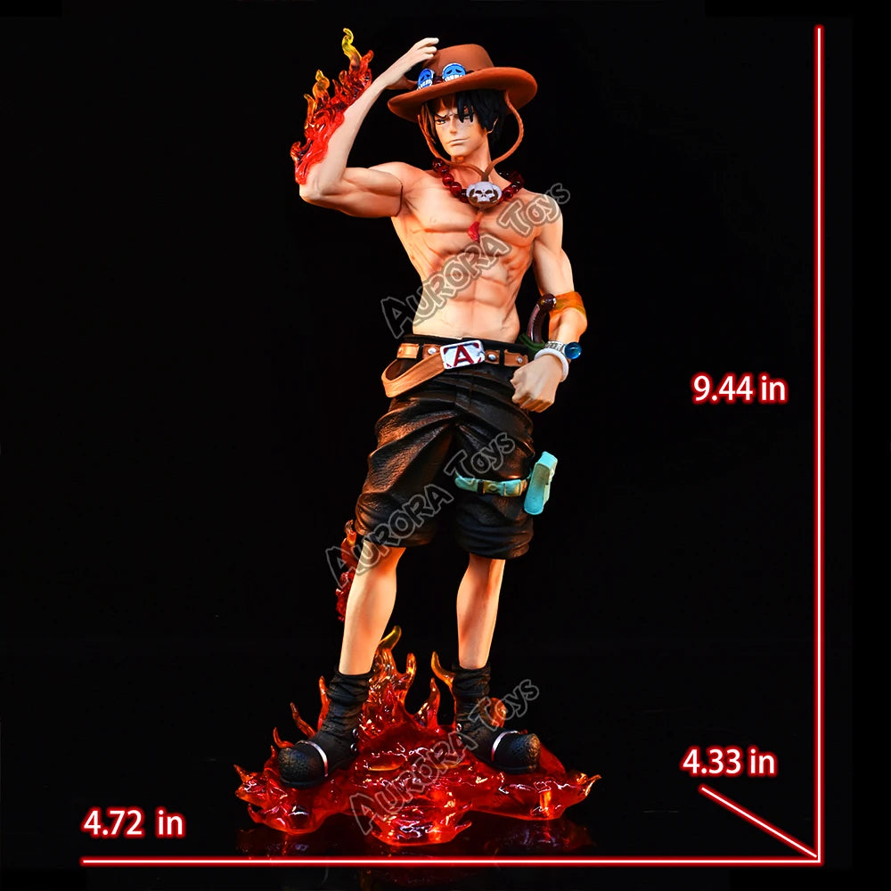 9.44in/24cm Anime One Piece Figure Ace Figure PVC Collectible Statue Model Toys Gifts
