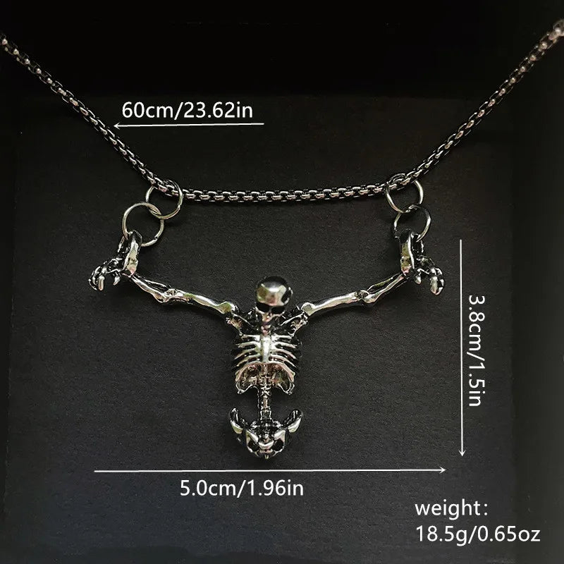Punk Style Punished Man Skull Pendant Necklace Men Vintage Creative Hip Hop Personalized Necklace Party Jewelry Accessories