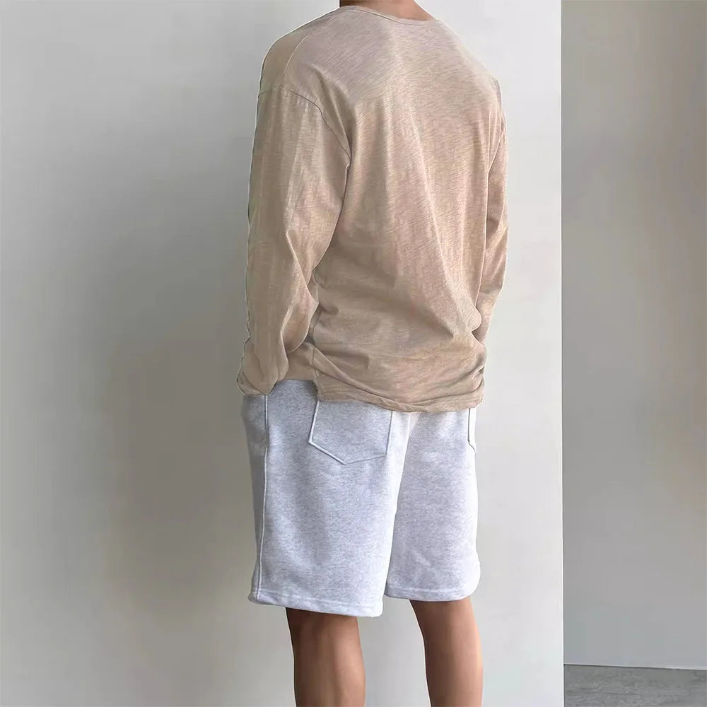 Cotton Men's Long Sleeve T-shirts for Men Blouses Korean Trend Harajuku Loose T Shirts Spring Autumn Bottoming Shirts Soft