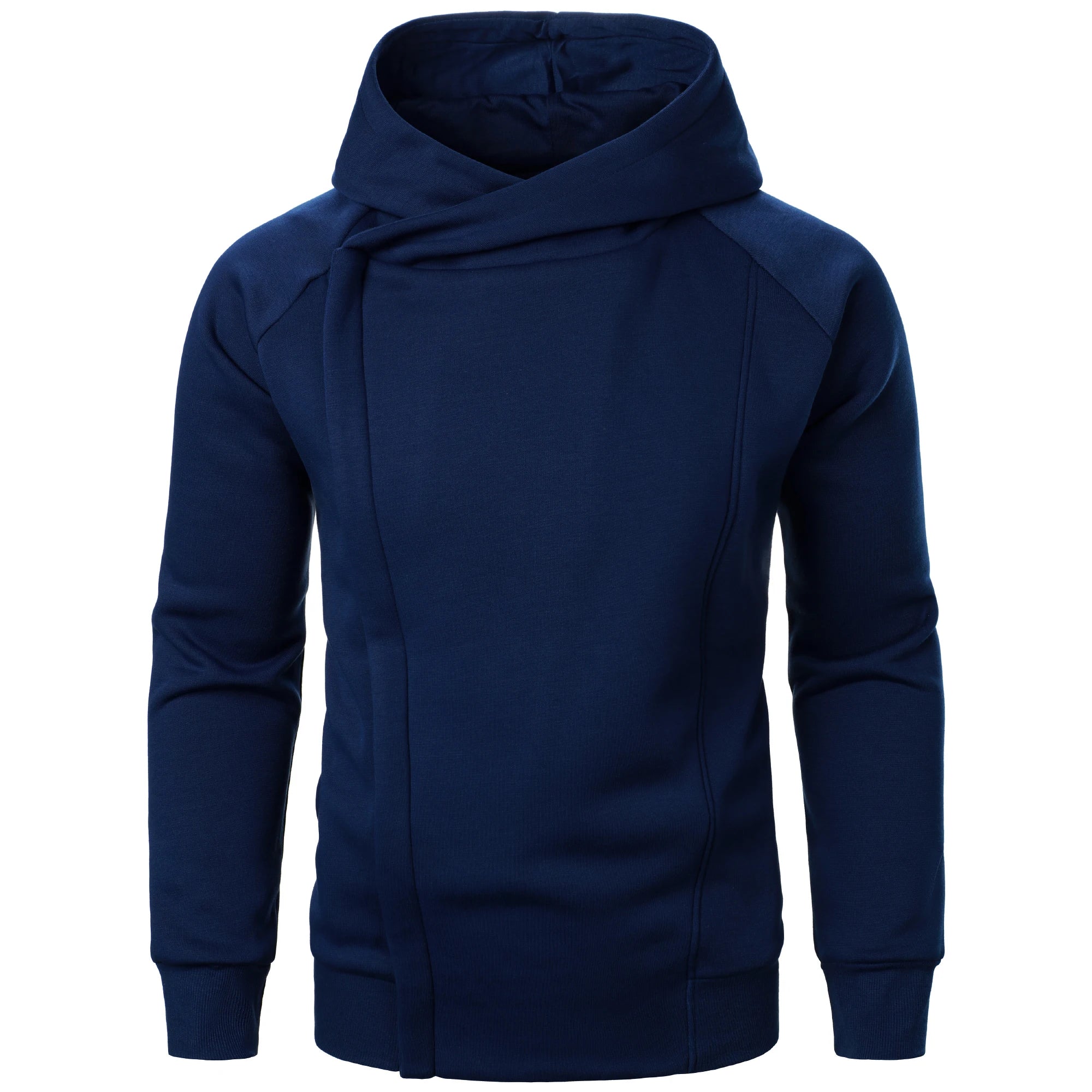 Autumn winter men's solid color hooded top Long sleeve side zipper design hoodie