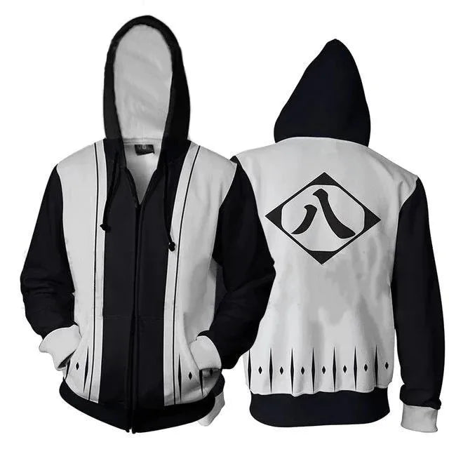 BLEACH Anime Hoodie Peripheral Zip Up Zaraki Kenpachi Hoodies Cosplay Sweatshirt Costumes Halloween Party Birthday Gifts