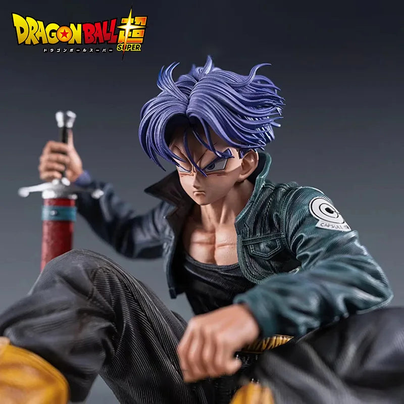 10cm Dragon Ball Trunks Action Figure Anime Super Saiyan Sitting Position Torankusu Figurine Doll Statue Ornaments PVC Model Toy