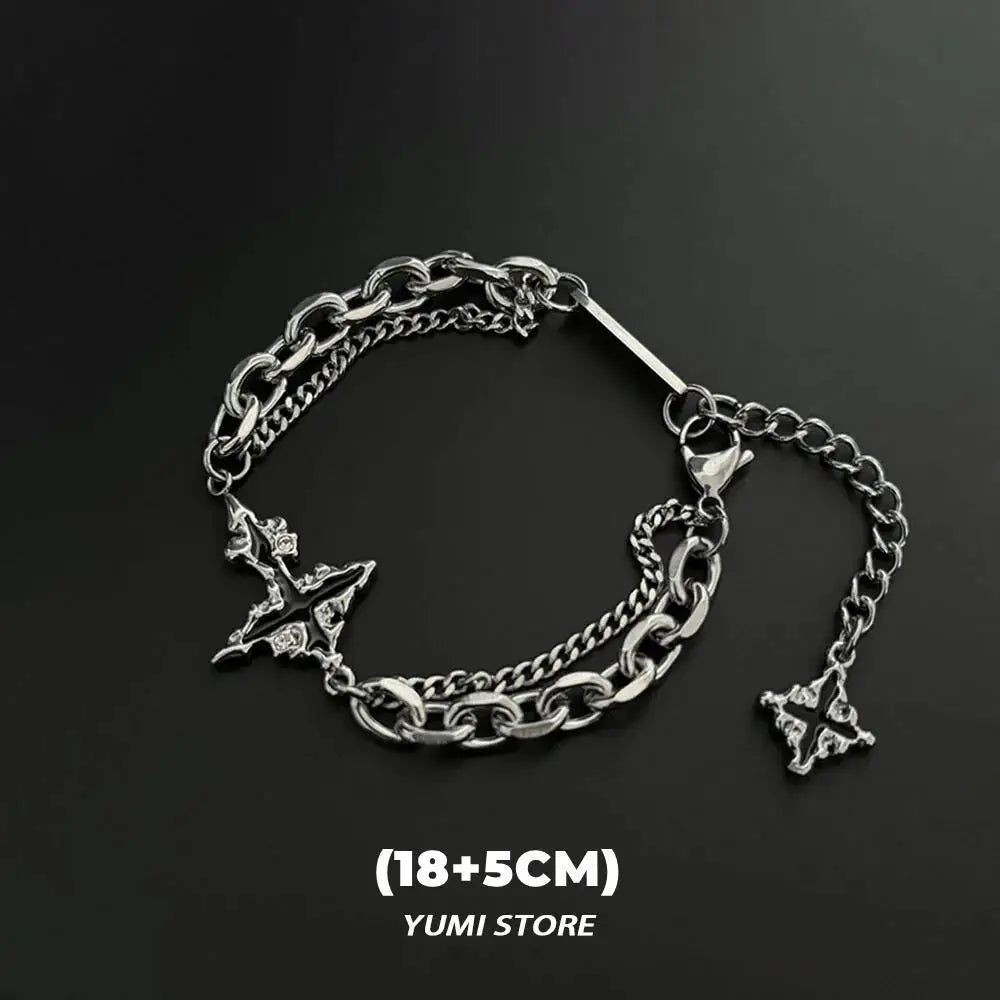 Punk Black Flame Cross Necklace For Men Women Trend Titanium Steel Chain Sweater Pendant Hip Hop Jewelry Cool Kpop Accessories