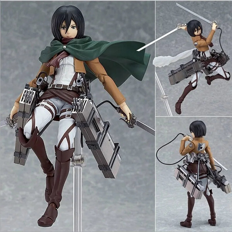 28cm Attack on Titans Levi Ackerman Action Anime Figura Kawai Eren Jaege Mikasa Ackerman The Armored Titan Figure Cute Doll Toys