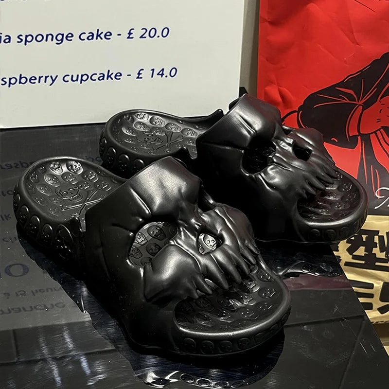 2024 Summer Skull Men Women Slippers Easter Slippers Male Outdoor Fun Novelty Slide Thick Sole Platform Beach Soft Women Sandal