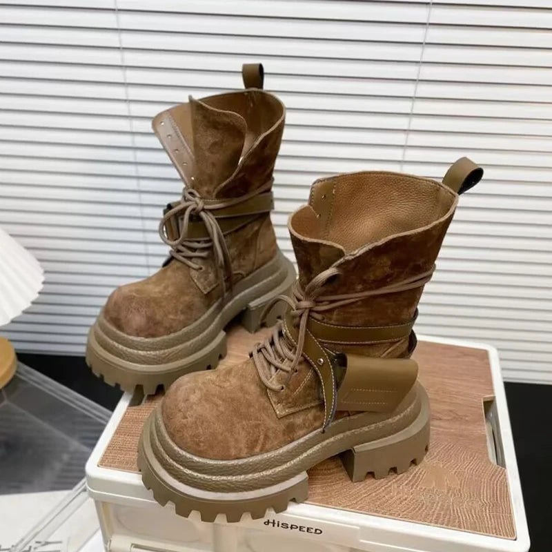 Flats Platform Women Ankle Boots Sport Lace Up Shoes Winter Snow Boots 2025 Trend Walking Running Shoes New Mujer Chelsea Boots