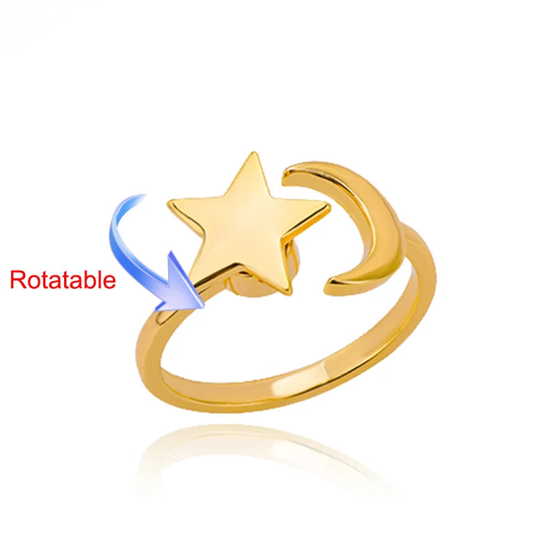 Four Clover Rotating Anxiety Rings for Women Gold Color Adjustable Stainless Steel Wedding Ring Aesthetic Jewelry Gift anillos