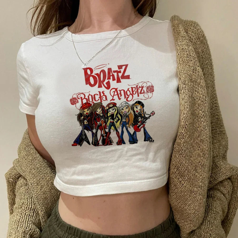 Bratz vintage cyber y2k yk2 crop top girl Harajuku fairycore hippie yk2 t-shirts