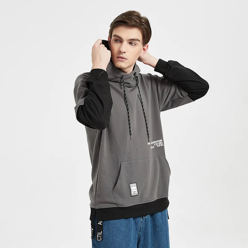 New Patchwork Hooded Sweatshirt Hip Hop Men Pullover Hoodies Streetwear Casual Fashion Clothes Colorblock Hoodie