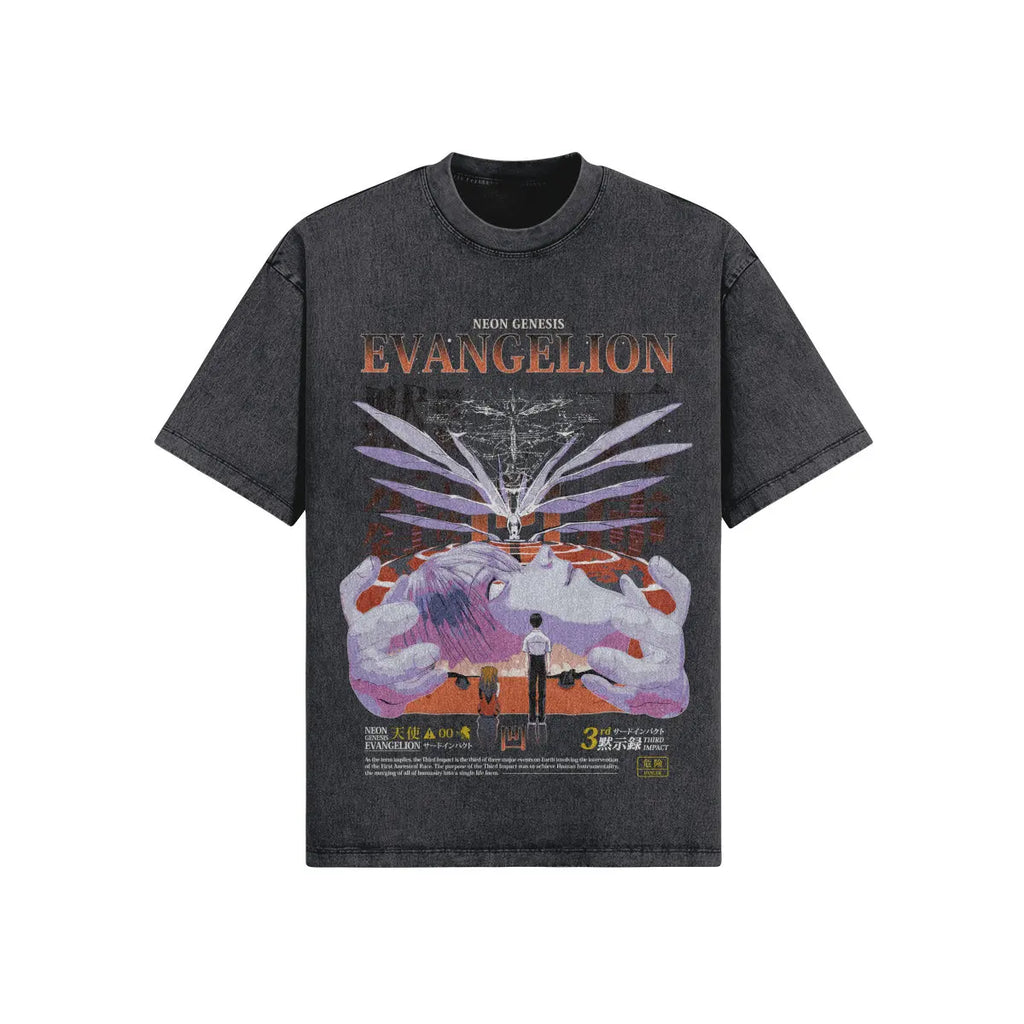 Evangelion Oversized T-Shirt Graphic Short Sleeve Shirt Unisex Men Women Summer Anime T Shirt Fan Gift