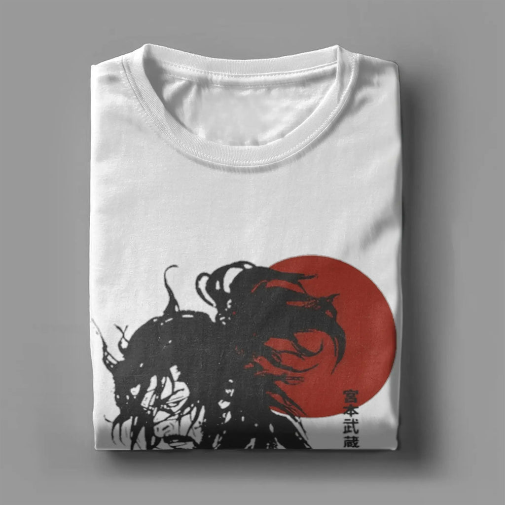 Funny Berserk T-Shirts Men Crew Neck 100% Cotton T Shirts VAGABOND MIYAMOTO MUSASHI Short Sleeve Tees 4XL 5XL 6XL Tops