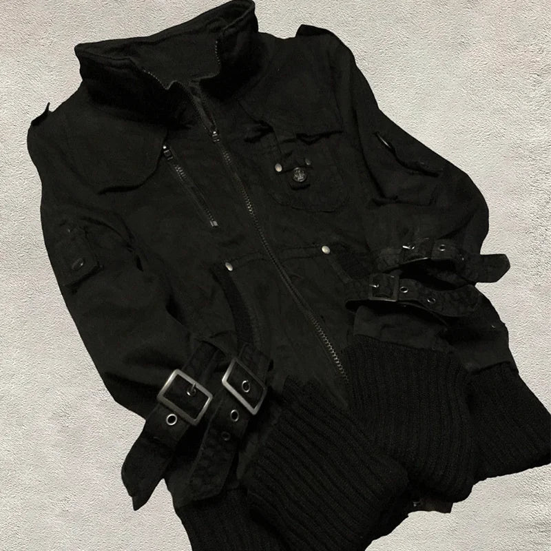 Goth Hoodies Y2k Clothing 2000s Vintage Women Punk Zipper Winter Hooded Korean Streetwear Harajuku Sweatshirts Girl Sweet Hoody