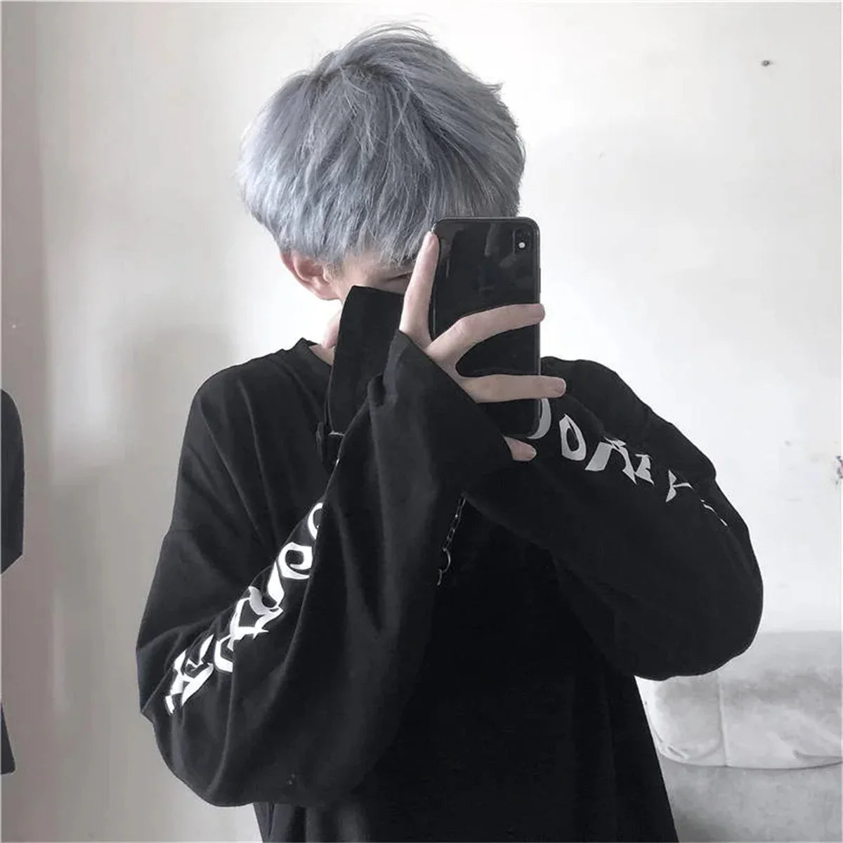 Cool Harajuku Ins Tshirt Hip Hop T-shirt Women Black Casual Korean T Shirt Long Sleeve Loose Tshirt Streetwear Autumn Tops Girls