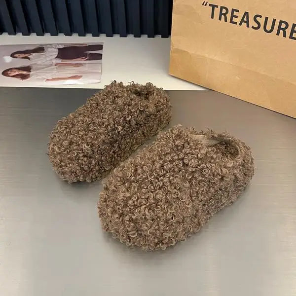 Luxury Plush Slippers for Women 2025 Cover Toe Fur Slides Casual Platform Flip Flops Pantofle New Shoes