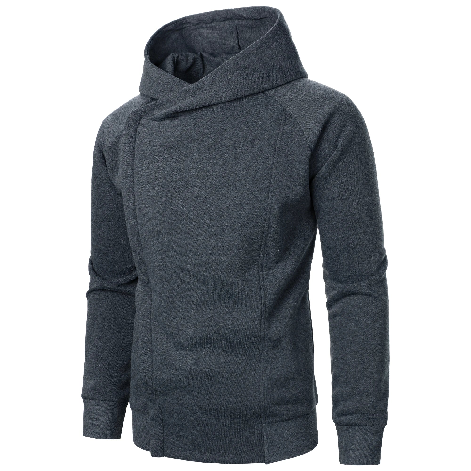 Autumn winter men's solid color hooded top Long sleeve side zipper design hoodie