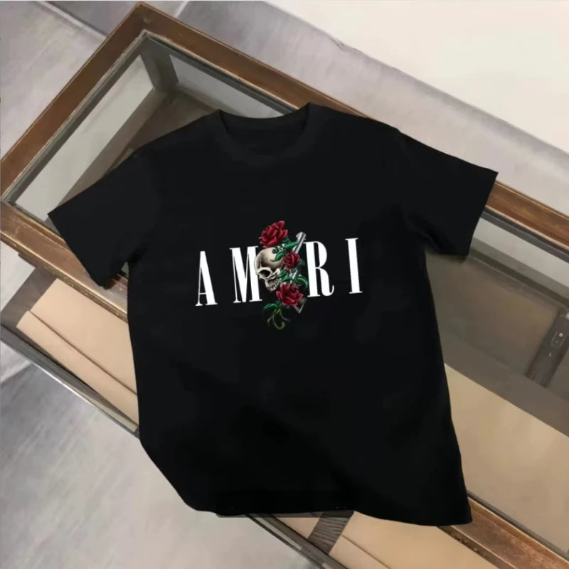 2025 Men's Summer Graphic Print Y2k T-shirt Man Woman Short Sleeved Luxury Tees Clothing Loose Pure Cotton Soft Tops Fashion