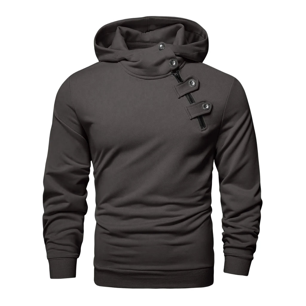 Men Autumn New Sweatshirt Tops Simple Solid Fitting Button Zipper Hoodie Daily Casual Sports Street Matching Pullover Sweatshirt