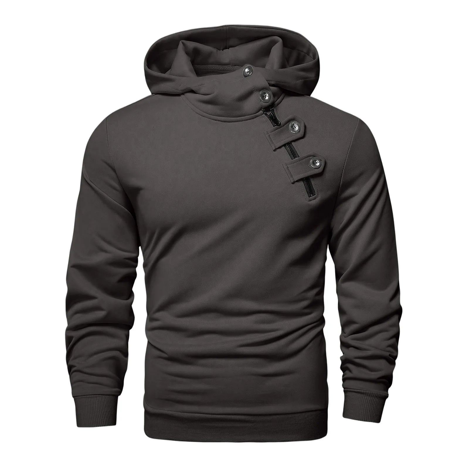 Men Autumn New Sweatshirt Tops Simple Solid Fitting Button Zipper Hoodie Daily Casual Sports Street Matching Pullover Sweatshirt