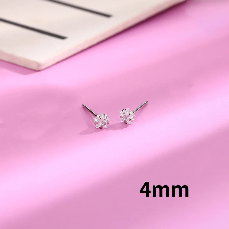 Real 925 Sterling Silver Geometric Zircon Star Stud Earrings for Women Fine Jewelry Light Luxury Allergy Minimalist Accessories