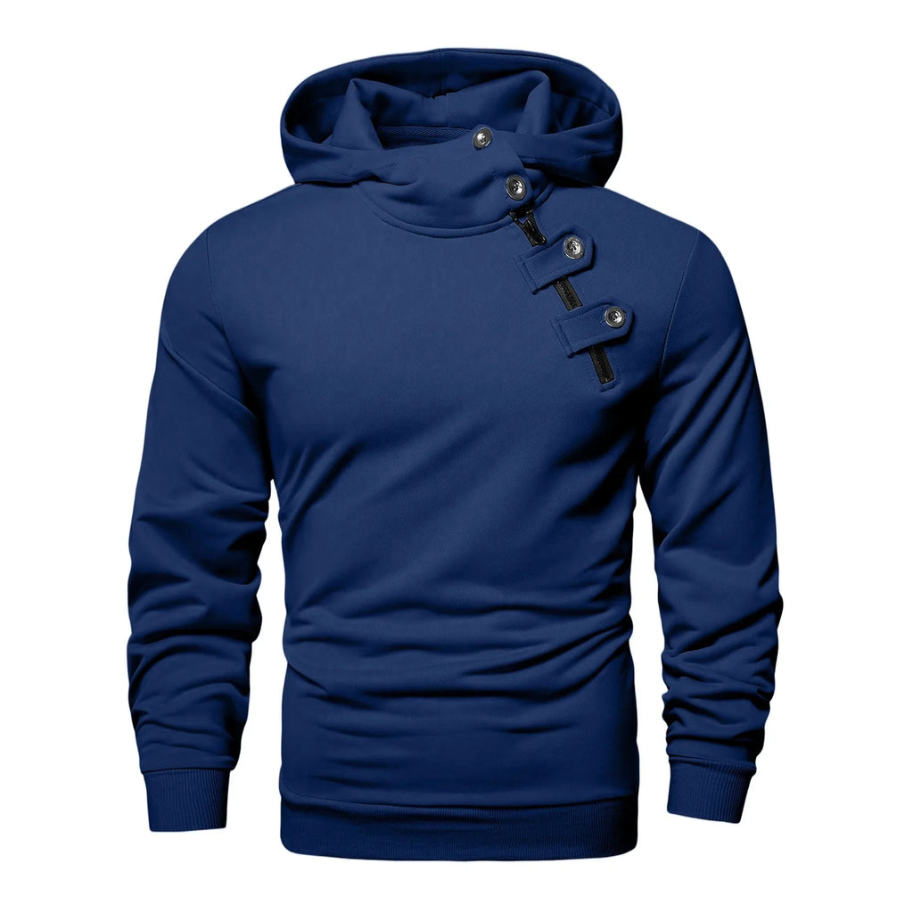 Men Autumn New Sweatshirt Tops Simple Solid Fitting Button Zipper Hoodie Daily Casual Sports Street Matching Pullover Sweatshirt