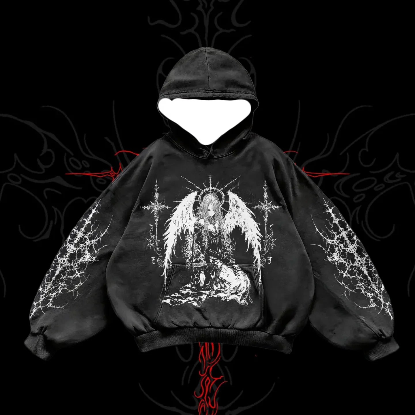 2025/26 Latest Popular Hoodies Y2k Fallen Angel Street Trend 3D Autumn/Winter Adult Men's and Women's Large Pocket Hoodies