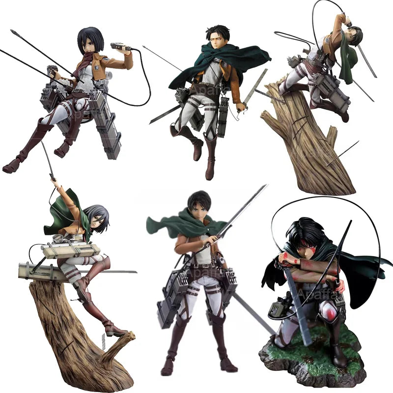 28cm Attack on Titans Levi Ackerman Action Anime Figura Kawai Eren Jaege Mikasa Ackerman The Armored Titan Figure Cute Doll Toys