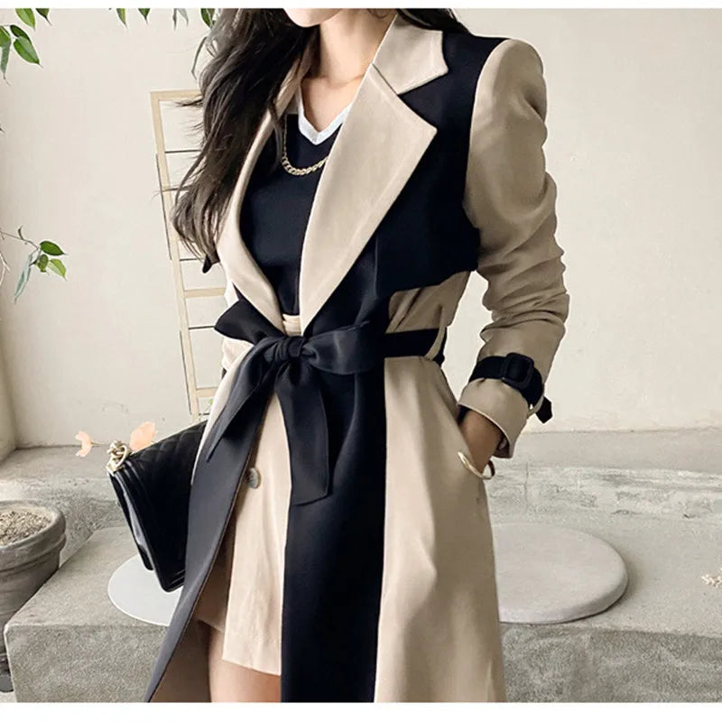 Women's X-Long Trench Coat Spring Autumn Windbreaker Streetwear Outerwear with Belt And Lining