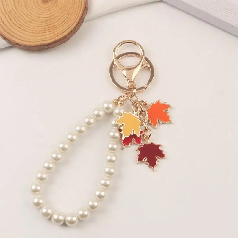 Fashion Large Bowknot Ribbon Pearl Key Chain Women's Multi-color DIY Key Pendant Hanging Ornament Sweet Bag Accessories