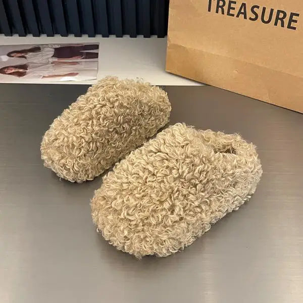 Luxury Plush Slippers for Women 2025 Cover Toe Fur Slides Casual Platform Flip Flops Pantofle New Shoes