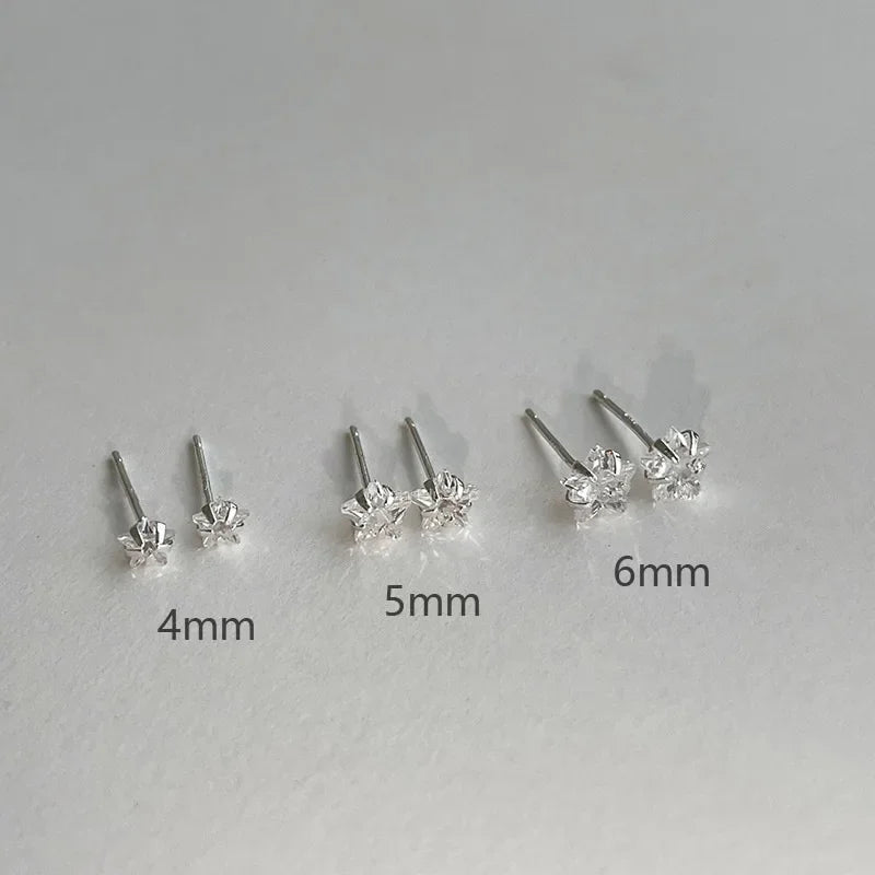 Real 925 Sterling Silver Geometric Zircon Star Stud Earrings for Women Fine Jewelry Light Luxury Allergy Minimalist Accessories