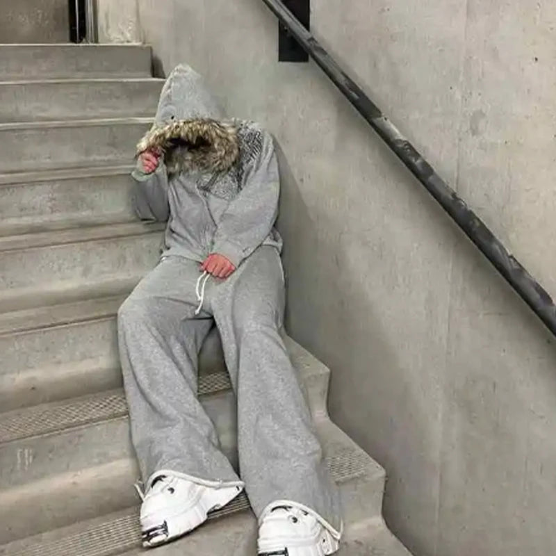 Autumn and winter new Y2K unisex zipper thick sweatshirt jacket with hat simple daily versatile and not monotonous