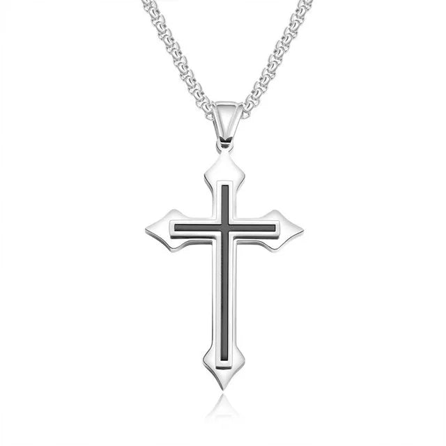 Gothic Vintage Flame Cross Pendant Necklace Harajuku Chain Choker Collar Grunge Egirl Goblincore Women Men Accessories Jewelry