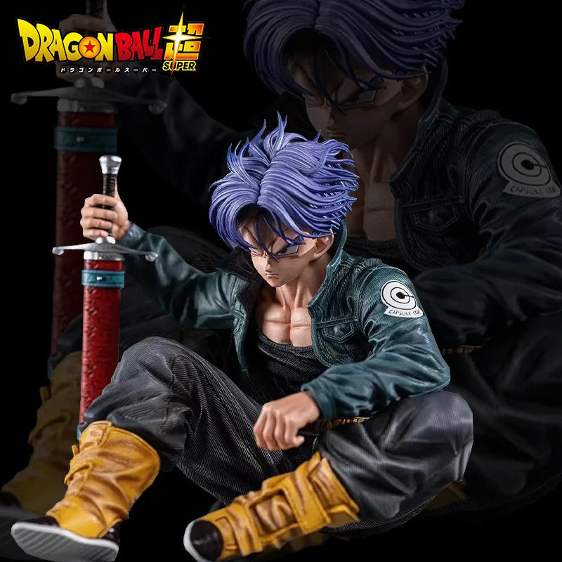 10cm Dragon Ball Trunks Action Figure Anime Super Saiyan Sitting Position Torankusu Figurine Doll Statue Ornaments PVC Model Toy