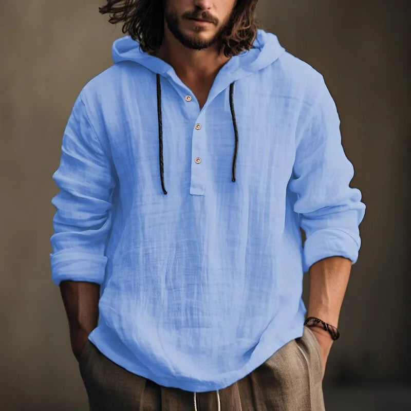 2024 New Men's Casual Blouse Cotton Linen Shirt Loose Tops Long Sleeve Tee Shirt Spring Autumn Casual Men's Shirts