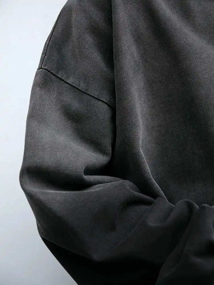 Mens Heavyweight Cotton Hoodie Oversized Streetwear Spring Autumn Garment Dyed Washed Ombre Pullover High Quality Sweatshirt